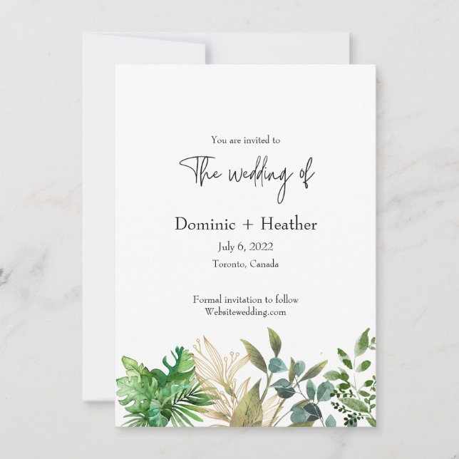 Elegant Botanical and Photo Wedding Invitation (Front)
