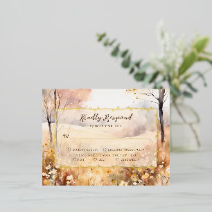 Elegant Botanical Autumn Boho Wedding RSVP Card