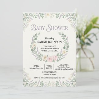 Elegant Botanical Baby Shower Invitation | Soft Fl