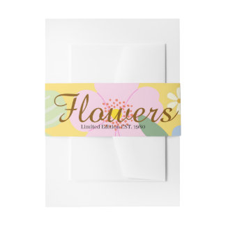 Elegant botanical background yellow pink invitation belly band