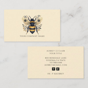 Elegant Botanical Bee Logo Template Business Card