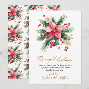 Elegant Botanical Berries Non Photo Christmas Holiday Card