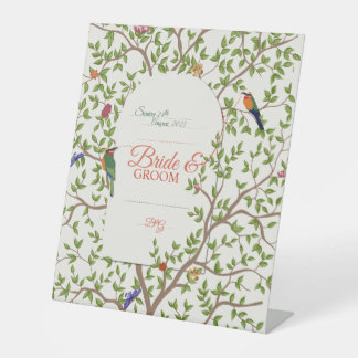 Elegant Botanical Bird  Pedestal Sign