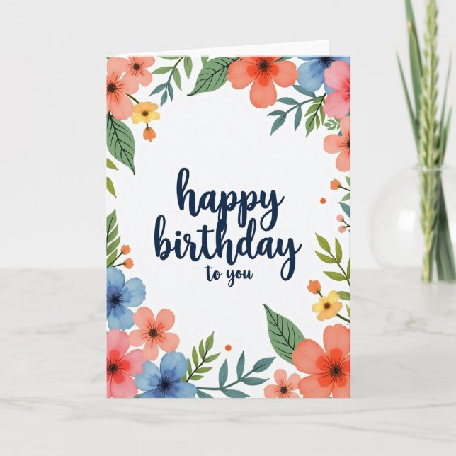 Elegant Botanical Birthday Card (Front)