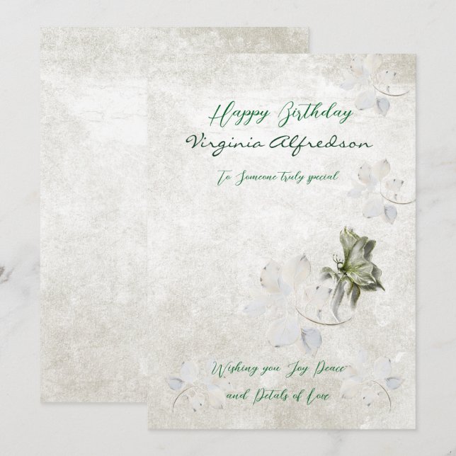 Elegant botanical birthday invitation  (Front/Back)