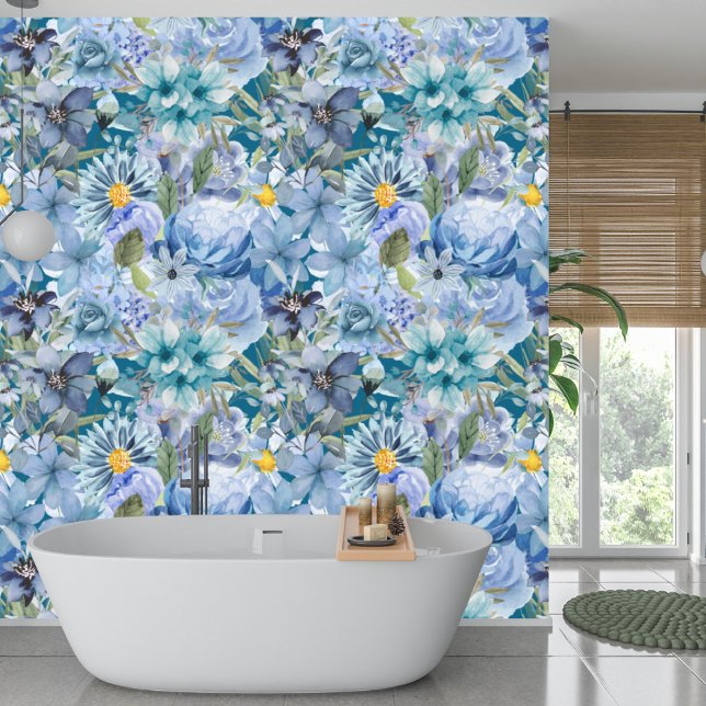 Elegant Botanical Blue Wildflower Pattern  Wallpaper (Creator Uploaded)