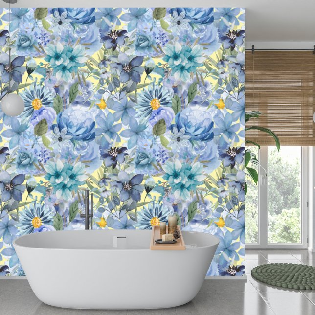 Elegant Botanical Blue Wildflower Pattern  Wallpaper (Creator Uploaded)