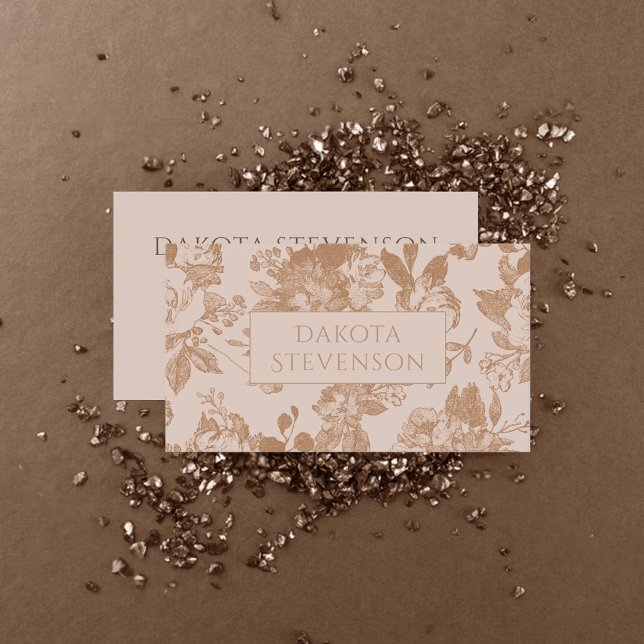 Elegant Botanical | Blush Pink Rose Gold Floral Business Card (Creator Uploaded)