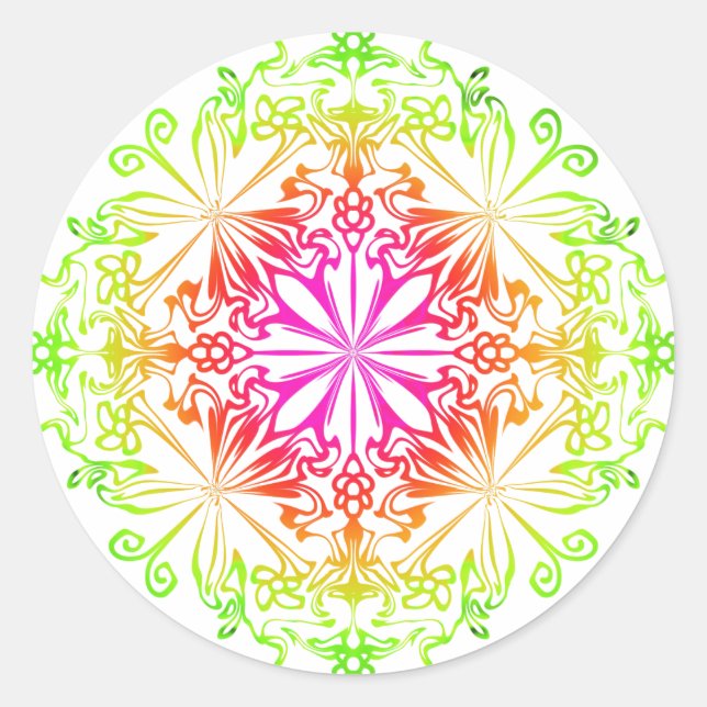 Elegant botanical boho colourful mandala  classic round sticker (Front)