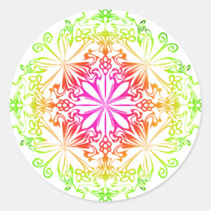 Elegant botanical boho colourful mandala classic round sticker