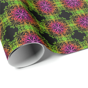 Elegant botanical boho colourful mandala wrapping paper