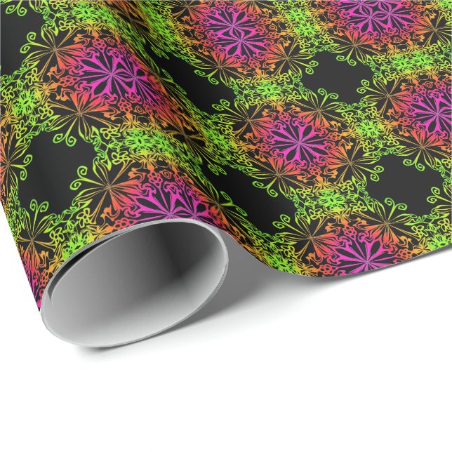 Elegant botanical boho colourful mandala  wrapping paper (Roll Corner)