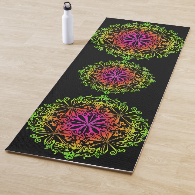 Elegant botanical boho colourful mandala  yoga mat (In Situ)