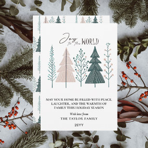 Elegant Botanical Boho Joy Christmas Tree Holiday Card