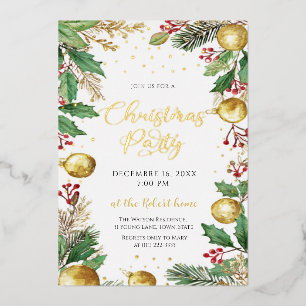 Elegant Botanical Christmas Holiday Party Foil