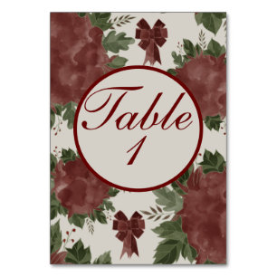 Elegant Botanical Christmas Table Number