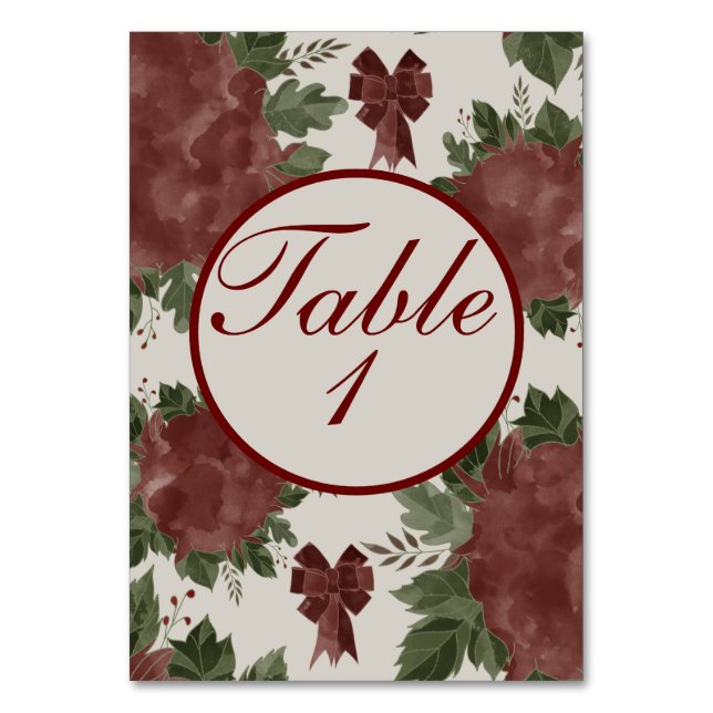 Elegant Botanical Christmas  Table Number (Front)