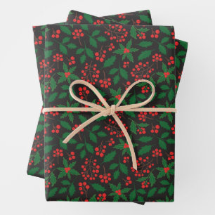 Elegant Botanical Christmas Wrapping Paper Sheet