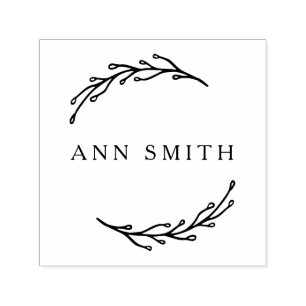 Elegant Botanical Circular Business Logo Name Self-inking Stamp