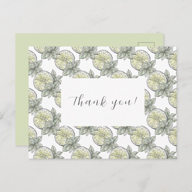 Elegant Botanical Citrus Fruit Thank You Postcard (Front/Back)