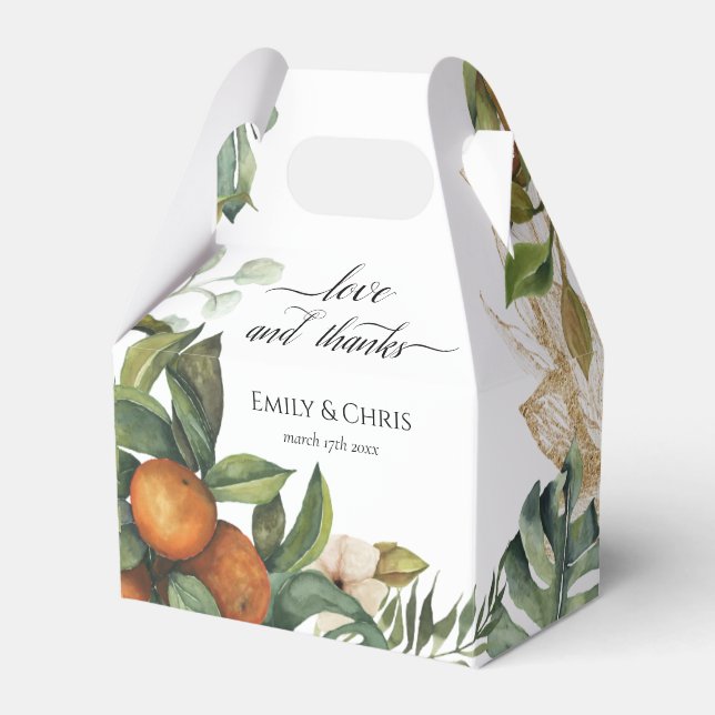 Elegant Botanical Citrus Greenery Favor Box (Front Side)