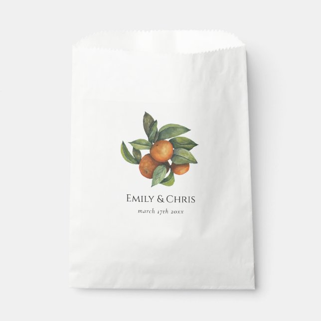 Elegant Botanical Citrus Greenery Favour Bag (Front)