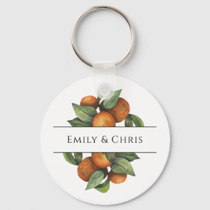 Elegant Botanical Citrus Greenery Keychain