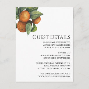Elegant Botanical Citrus Greenery Wedding Enclosure Card