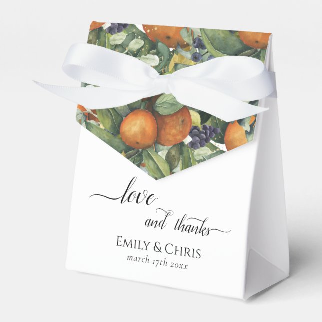 Elegant Botanical Citrus Greenery Wedding Favor Box (Front Side)
