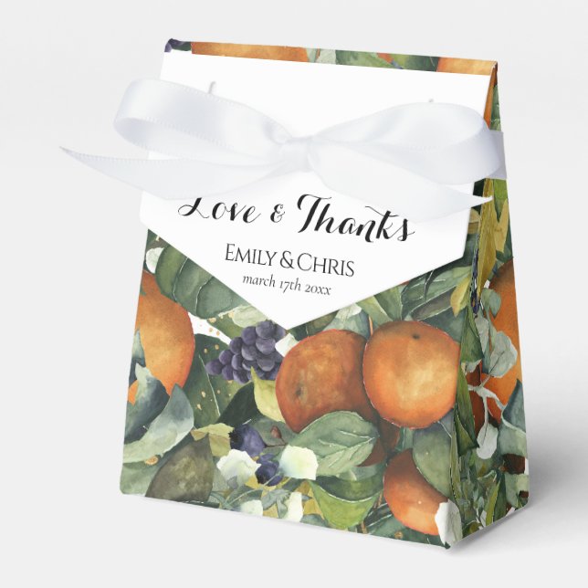 Elegant Botanical Citrus Greenery Wedding Favor Box (Front Side)