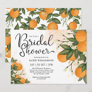 Elegant Botanical Citrus Orange Bridal Shower Invitation