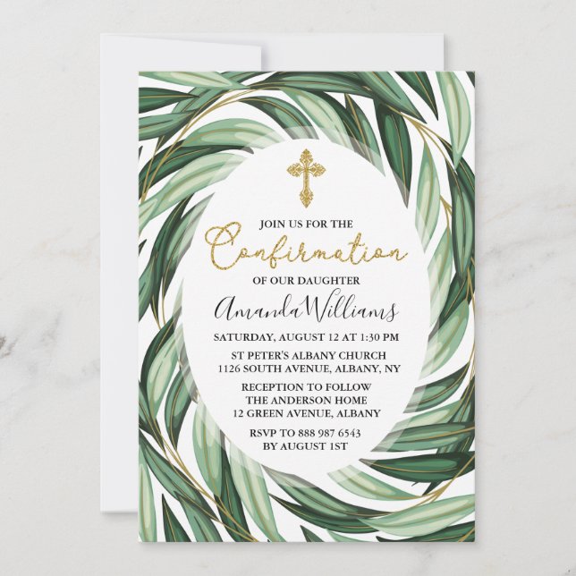Elegant Botanical Confirmation Invitation (Front)