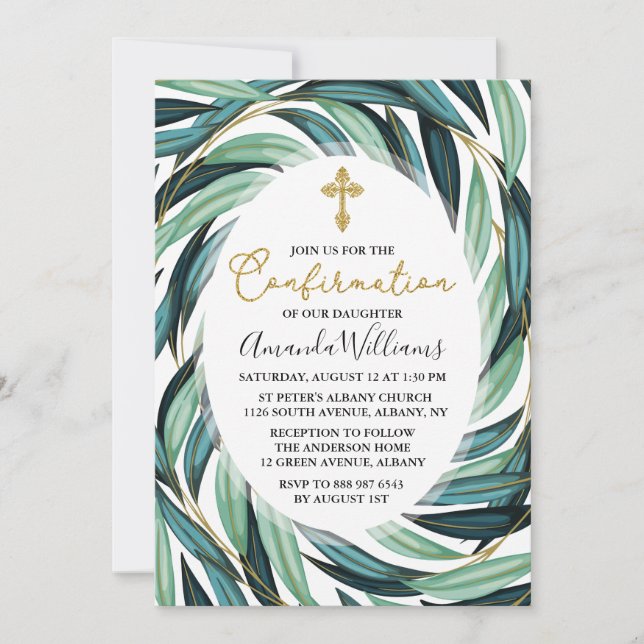 Elegant Botanical Confirmation Invitation (Front)