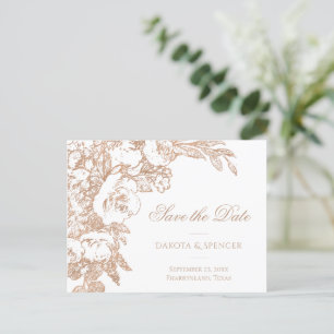 Elegant Botanical   Copper Rose Gold Event Date Announcement Postcard