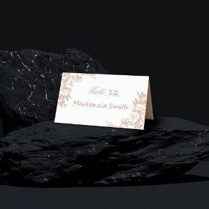 Elegant Botanical   Copper Rose Gold Floral Place Card