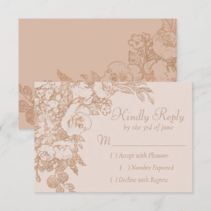 Elegant Botanical   Copper Rose Gold Sophisticated RSVP Card