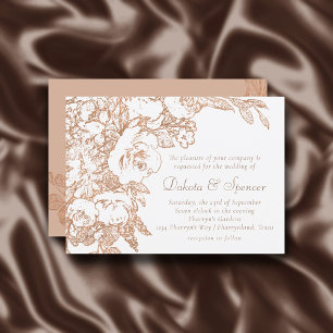 Elegant Botanical Copper Rose Gold Wedding Invitation