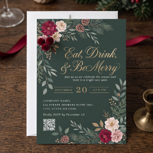 Elegant Botanical Corporate Christmas Party Invitation