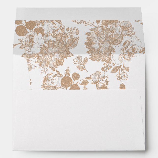Elegant Botanical | Delicate Gold Floral Address Envelope (Back (Bottom))