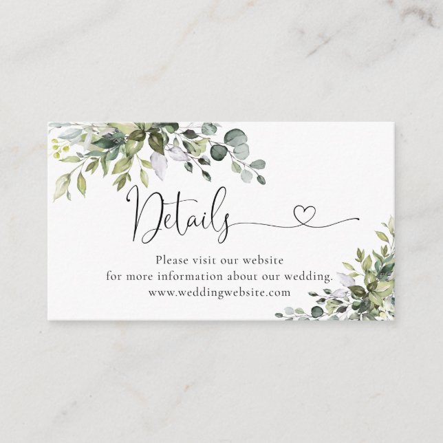 Elegant Botanical Details Enclosure Card (Front)