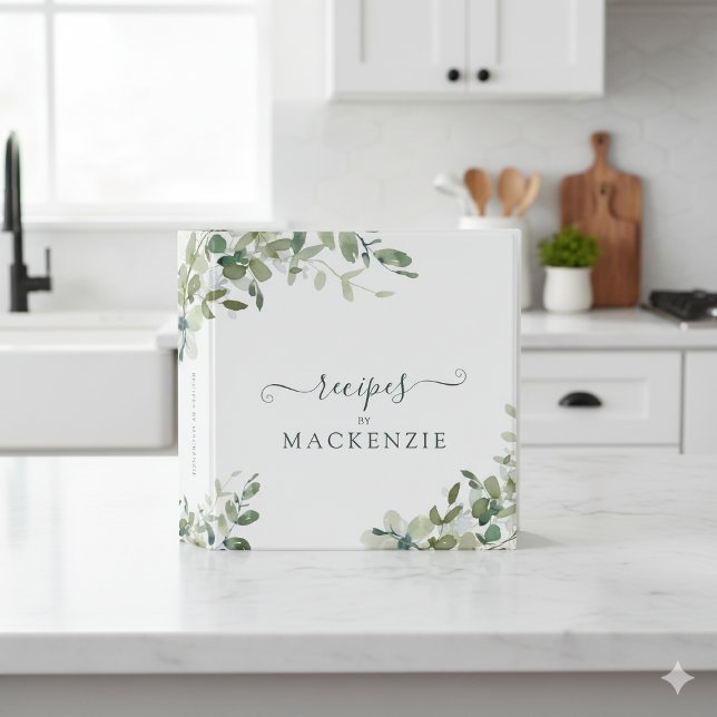 Elegant Botanical Eucalyptus Botanical Recipe Binder (Elegant Botanical Eucalyptus Botanical Recipe 3 Ring Binder)