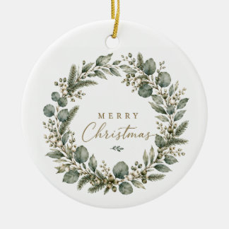 Elegant Botanical Eucalyptus Ceramic Ornament