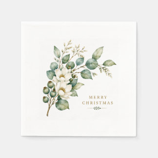 Elegant Botanical Eucalyptus Christmas Napkins