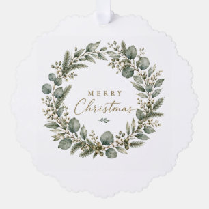 Elegant Botanical Eucalyptus Christmas Ornament Card