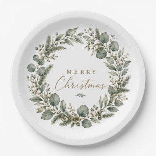 Elegant Botanical Eucalyptus Christmas Paper plate