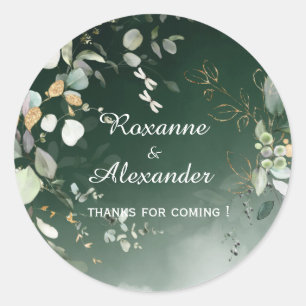 Elegant Botanical Eucalyptus Greenery Classic Round Sticker