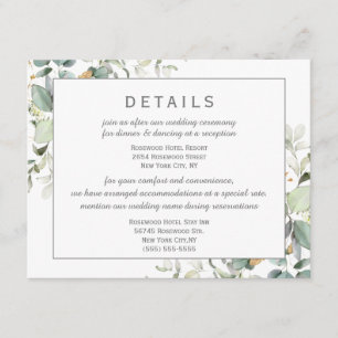 Elegant Botanical Eucalyptus Greenery  Details  Enclosure Card