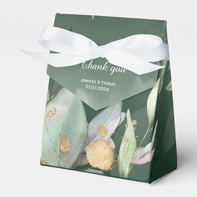 Elegant Botanical Eucalyptus Greenery Favor Box (Front Side)