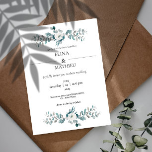 Elegant Botanical eucalyptus Greenery wedding  Invitation