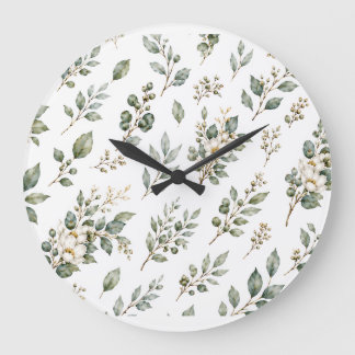 Elegant Botanical Eucalyptus Large Clock